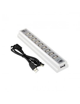 High Speed 10 Ports USB 2.0 Hub for PC/Laptop/Mac, Power Adapter Included